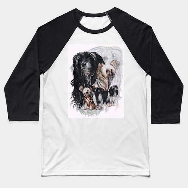 Chinese Crested Medley Baseball T-Shirt by BarbBarcikKeith